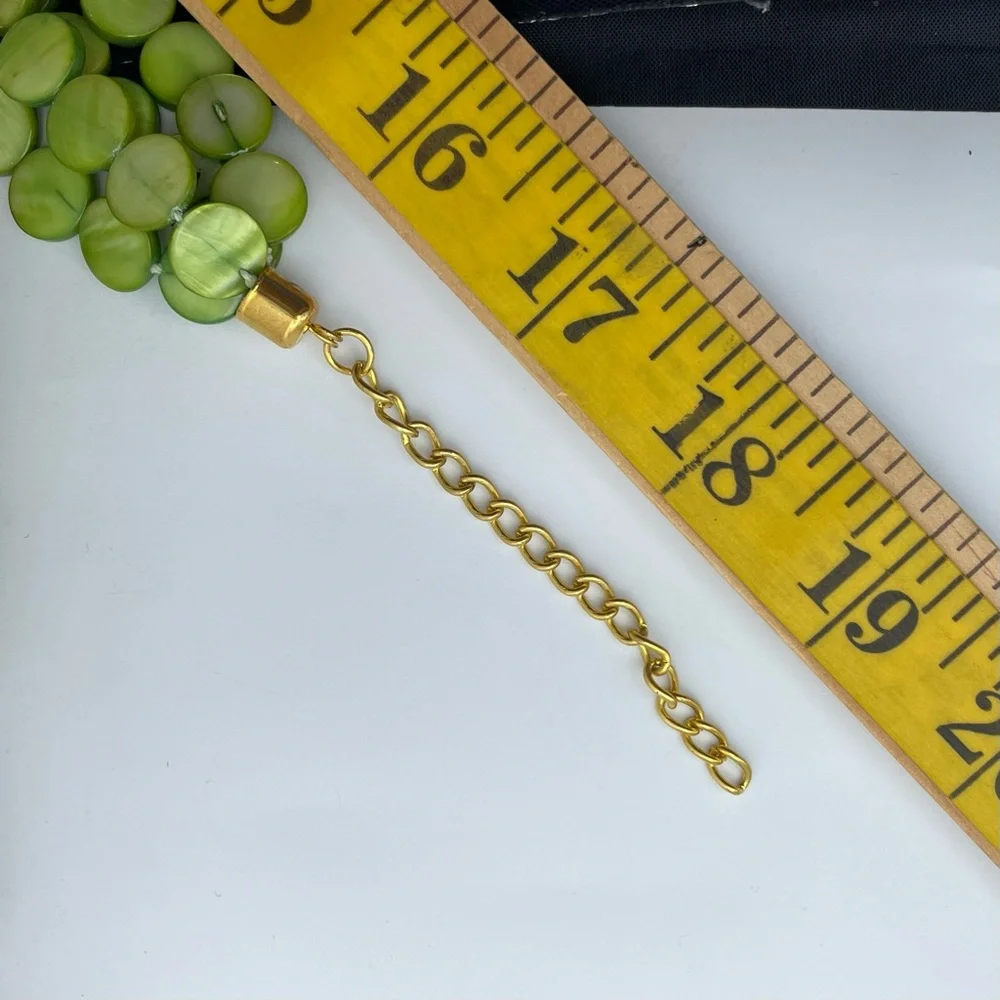 Stunning Green Multi-Strand Shell Disc Necklace – Adjustable Statement Jewelry